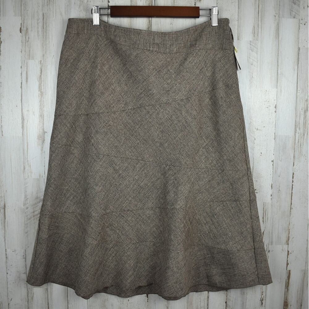 NWT A-line Midi Skirt Women's 14 L Sandstone Beige Fall Librarian Light Academia